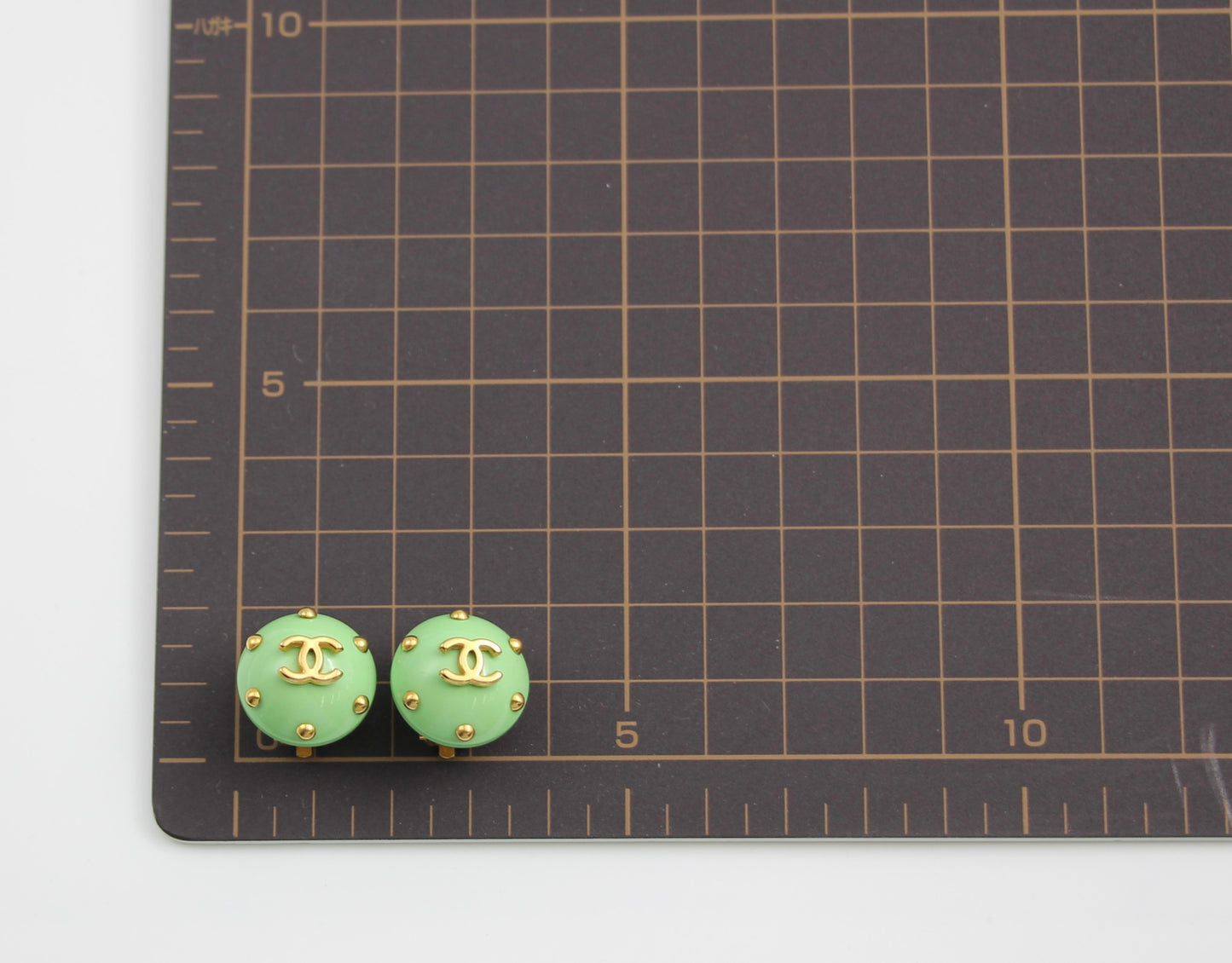 Chanel Vintage 96C Resin Light Green Beanie Earrings