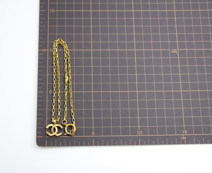 Chanel Vintage 71 80 Years Gold Plated Straight Stripe Chain Necklace