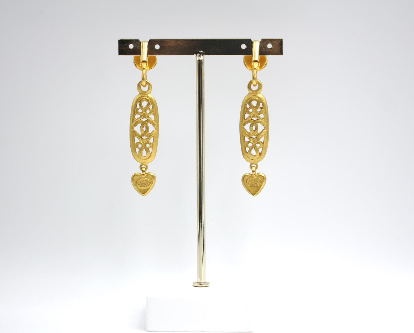 Chanel Vintage 95P Gold-Plated Long Love Earrings