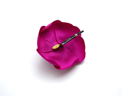 Chanel Vintage 81 85 Silk Red Camellia Brooch