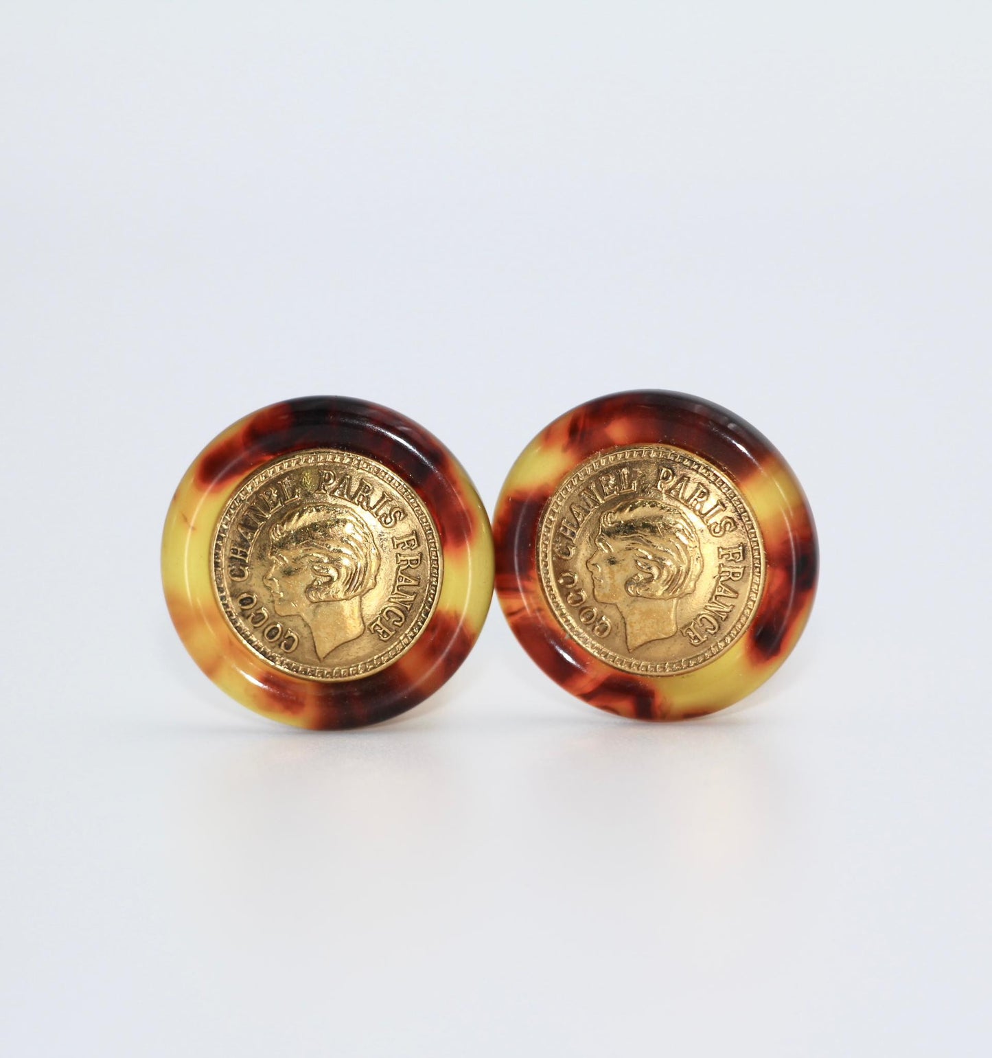 Chanel Vintage 97A Tortoise Shell Ms Coco Earrings