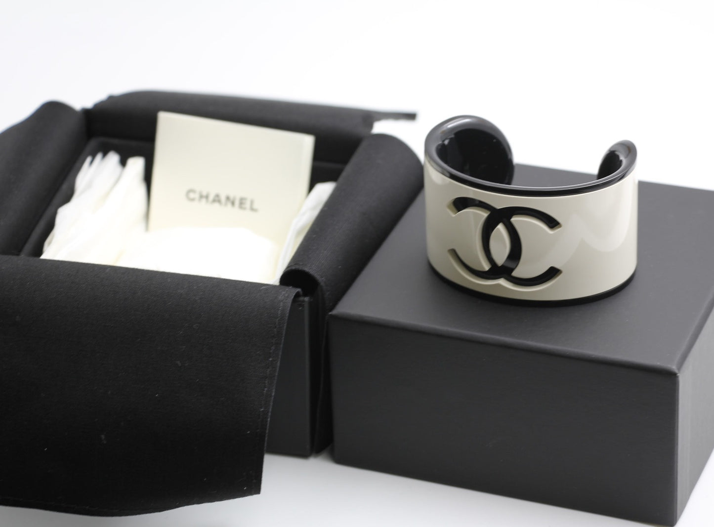 Chanel B23 Acrylic Cc Black And White Bracelet