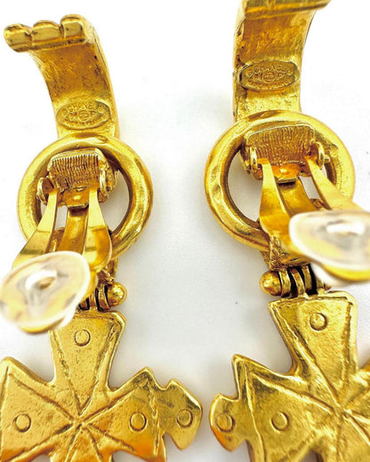 1994 Chanel Cross Vintage Clip On Earrings