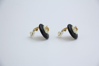 Chanel Vintage 96C Gold Plated Resin Shell Cc Logo Ear Clip