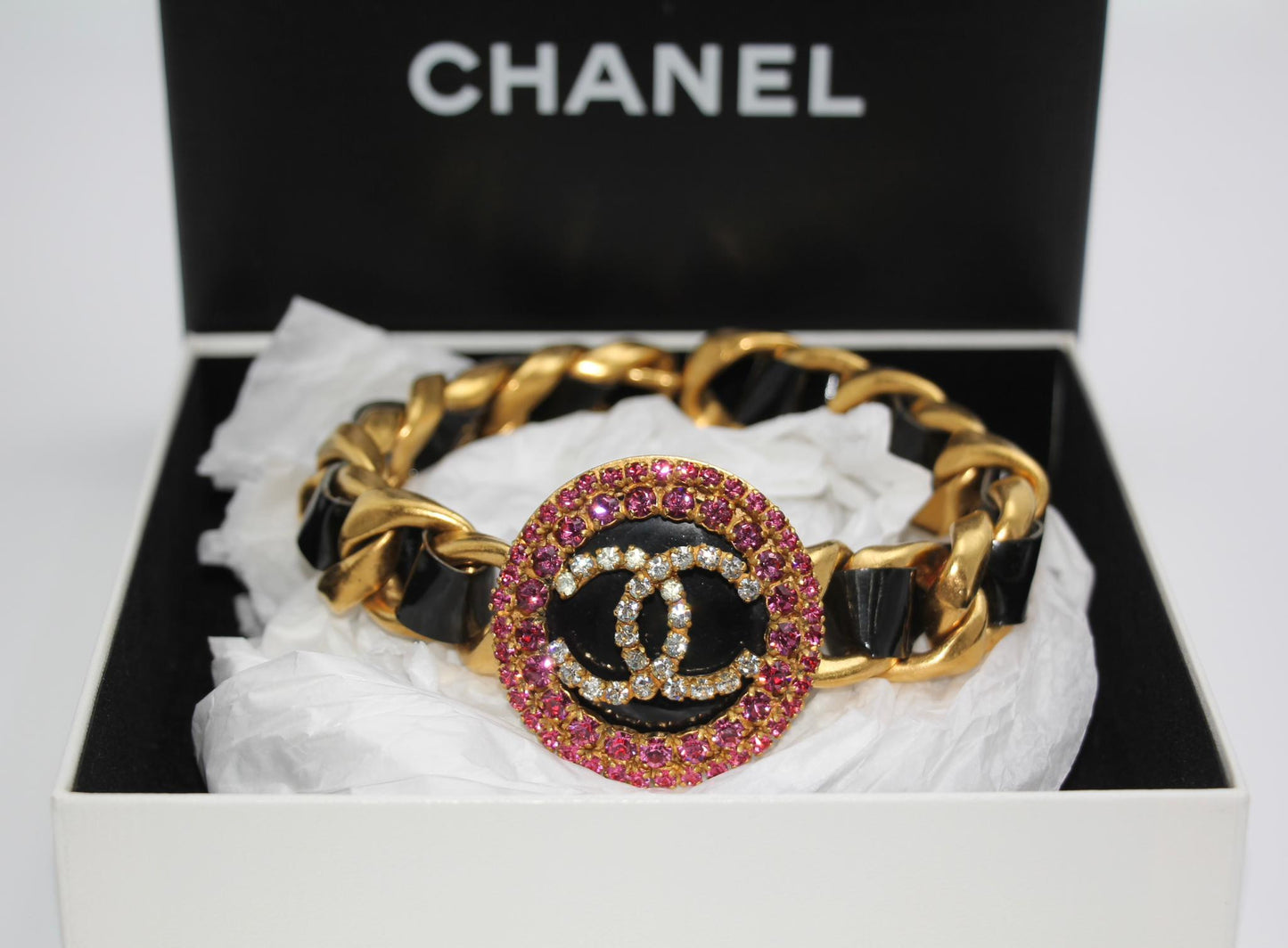 Chanel Vintage 95P Rhinestone Barbie Series Pink Choker