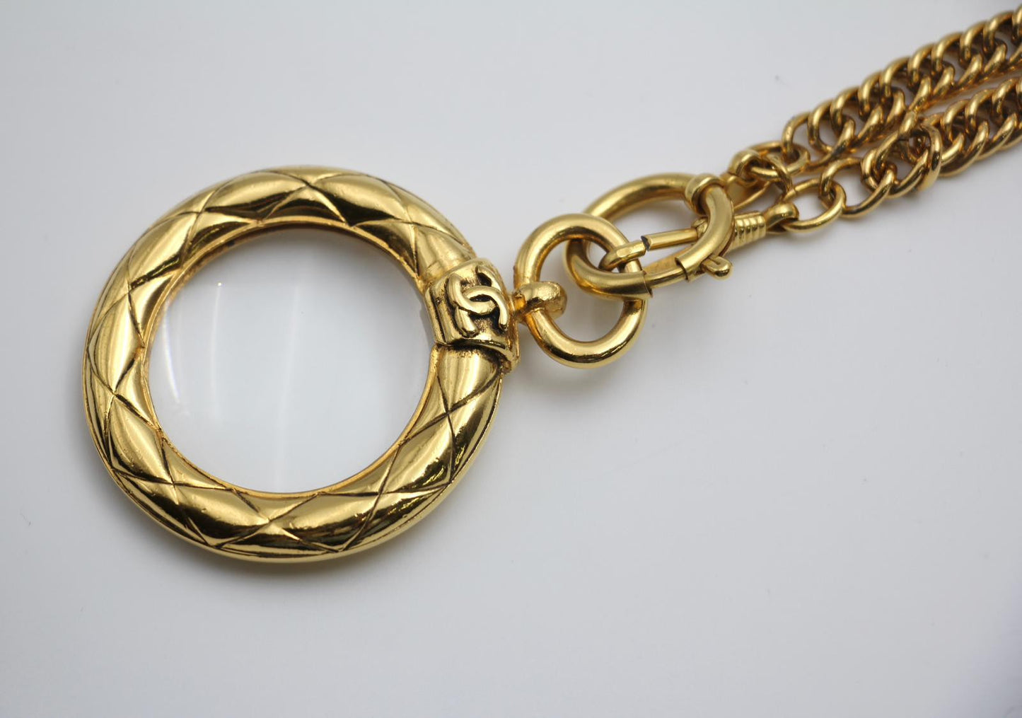 Chanel Vintage 81 85 Gold-Plated Glass Mirror Long Necklace