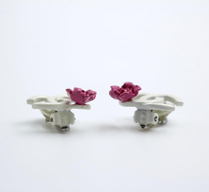 Chanel Vintage 04P Resin Pink Flower Earrings