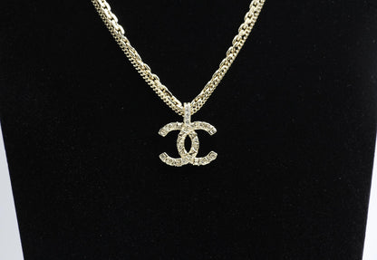 Chanel 21P Metal Double Layer Embossed Necklace