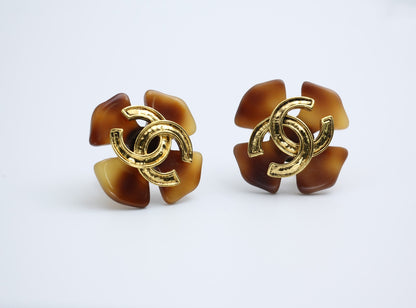 CHANEL Chanel Vintage 94P Tortoise Brown Large Cc Earrings - Onesize Fashion Jewellery - Used fashion item from Wararni