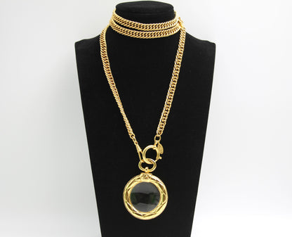 CHANEL Chanel Vintage 81 85 Gold-Plated Glass Mirror Long Necklace - Onesize Fashion Jewellery - Vintage fashion from Wararni