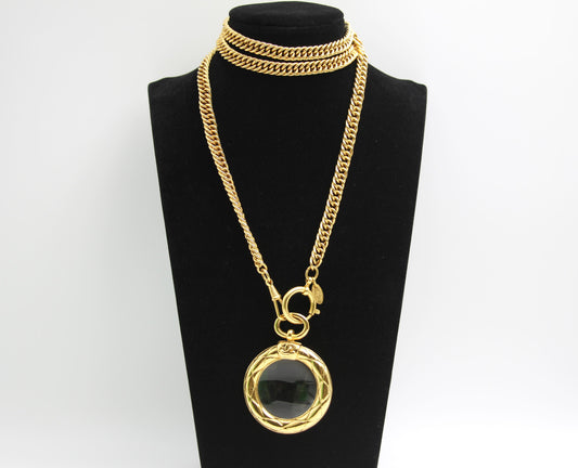 CHANEL Chanel Vintage 81 85 Gold-Plated Glass Mirror Long Necklace - Onesize Fashion Jewellery - Vintage fashion from Wararni