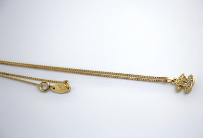 Chanel Vintage 82 Rhinestone Gold Plated Cc Necklace