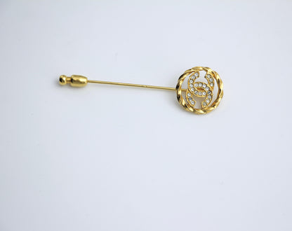 CHANEL Chanel Vintage 90 Years Rhinestone Round Lace Cc Branch Brooch - Onesize Fashion Jewellery - Used fashion item from Wararni