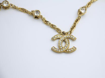 Chanel Vintage 71 80 Years Multi-Grain Rhinestone Double-Sided Rhinestone Double C Long Necklace