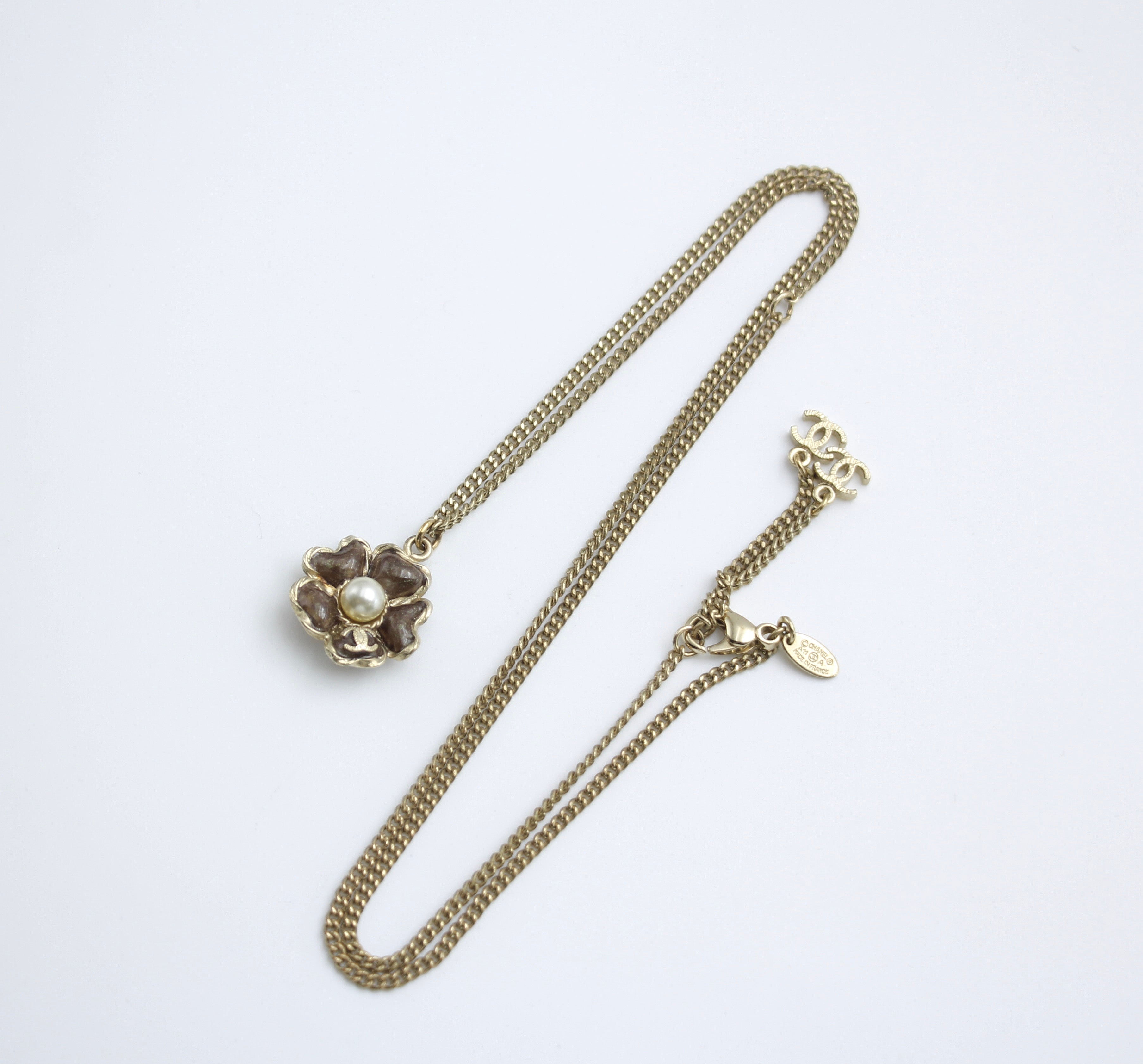 Chanel 11A Glazed Brown Five-Leaf Clover Two-Wear Necklace