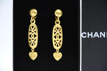 Chanel Vintage 95P Gold-Plated Long Love Earrings