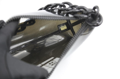 Chanel 2003 Coco Window Chain Black Vinyl Pouch