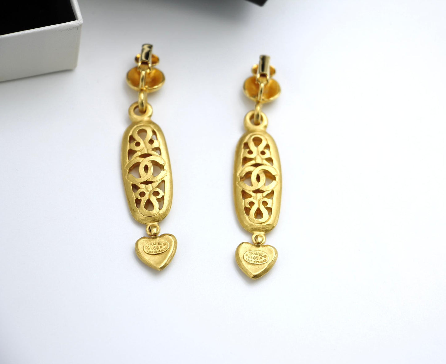 Chanel Vintage 95P Gold-Plated Long Love Earrings