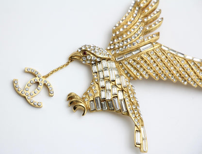 Chanel Vintage 01P Rhinestone Eagle Large Brooch