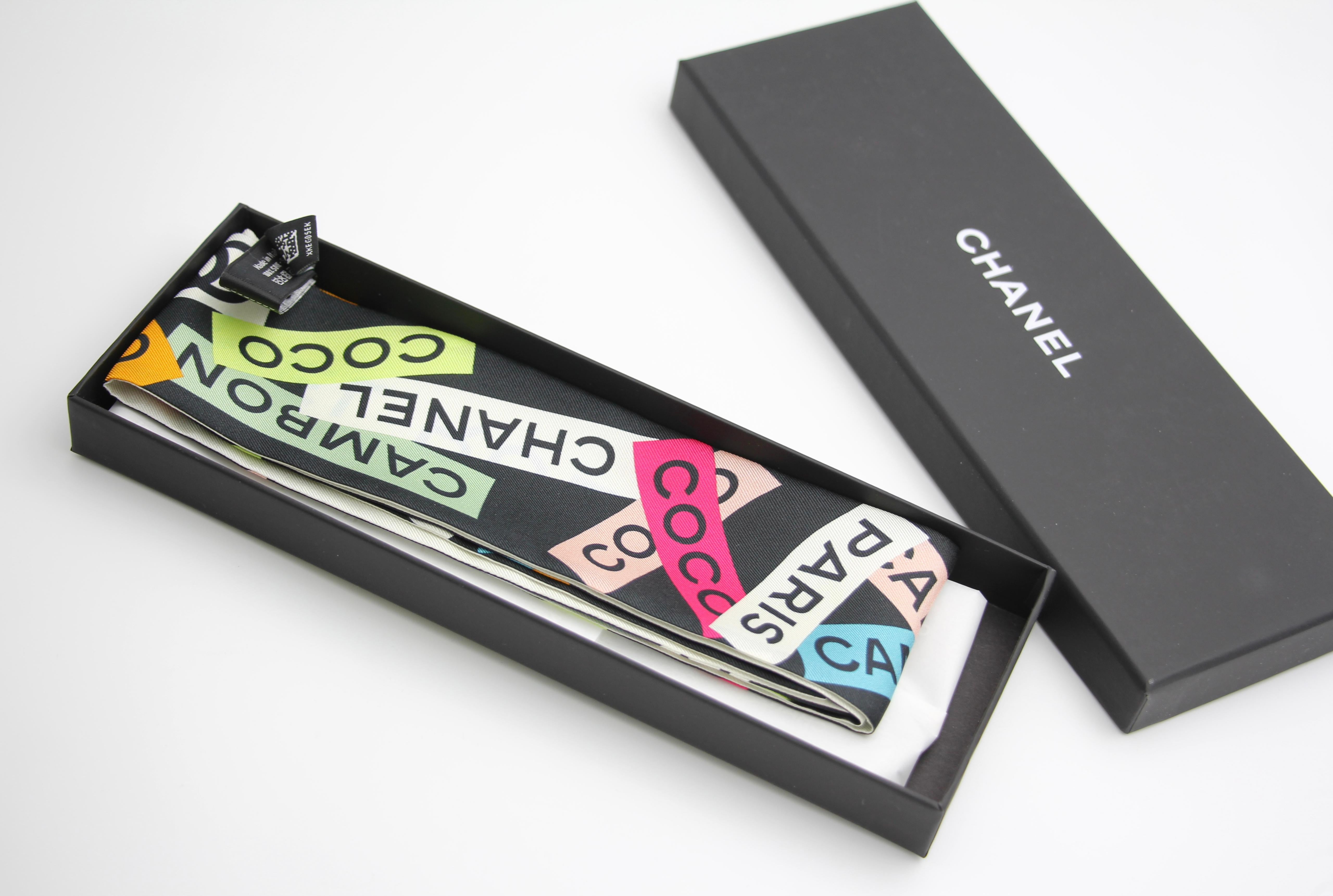 Chanel 100 Silk Multicolour Coco Mark Scarf – Wararni.com