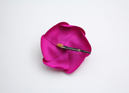 Chanel Vintage 81 85 Silk Red Camellia Brooch