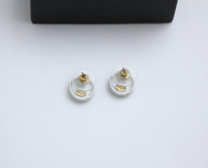 Chanel 19C White Resin Cc Logo Stud Earrings