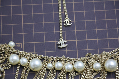 Chanel A11P Imitation Pearl Gold Plated Cc Logo Necklace Waist Chain