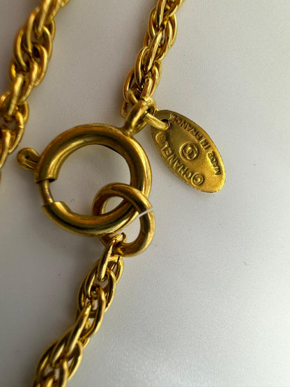 Chanel Vintage 81 85 Gold Plated Chain Clavicle Necklace