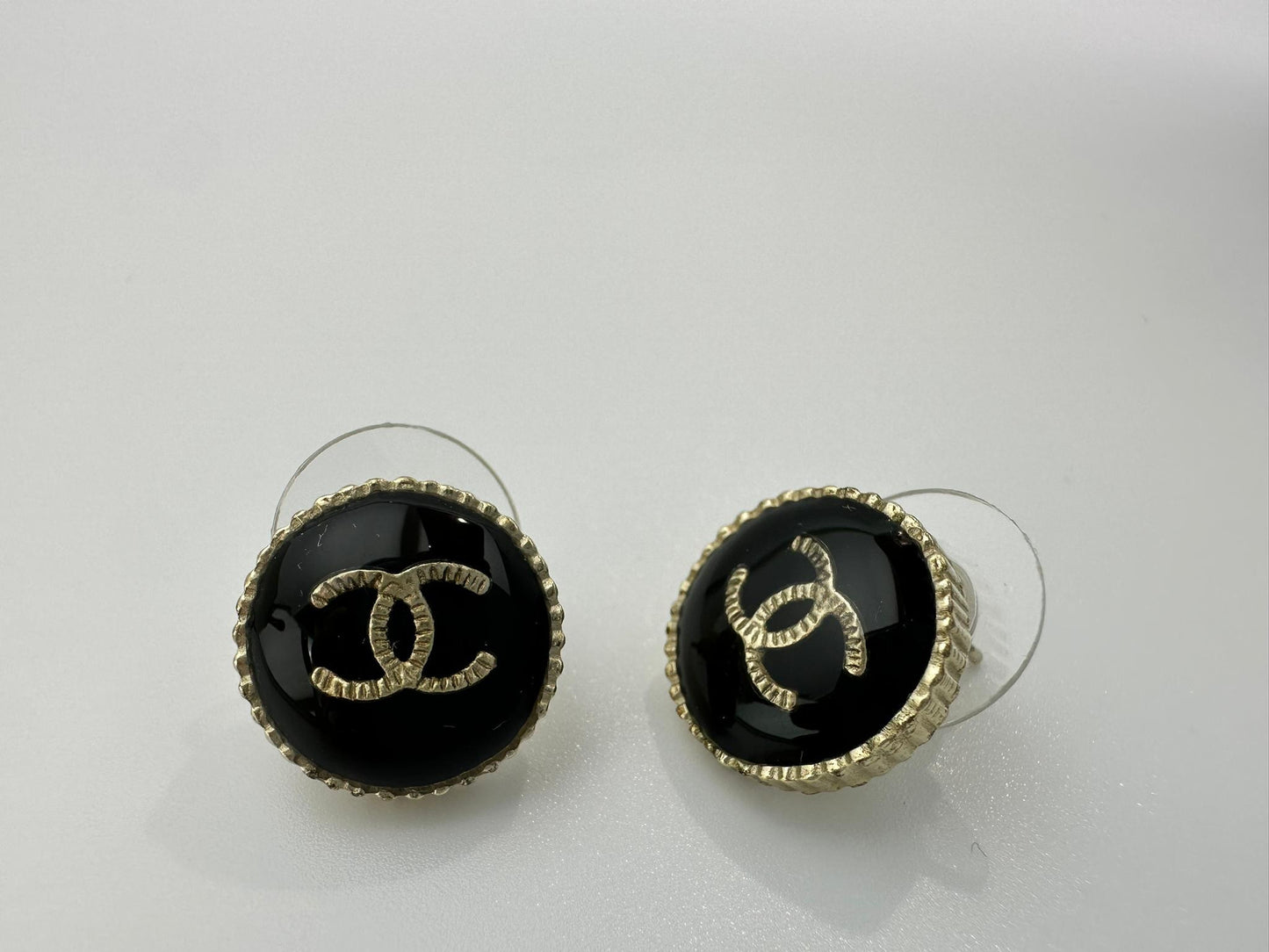 Chanel A17 Metal Resin Cc Logo Earrings