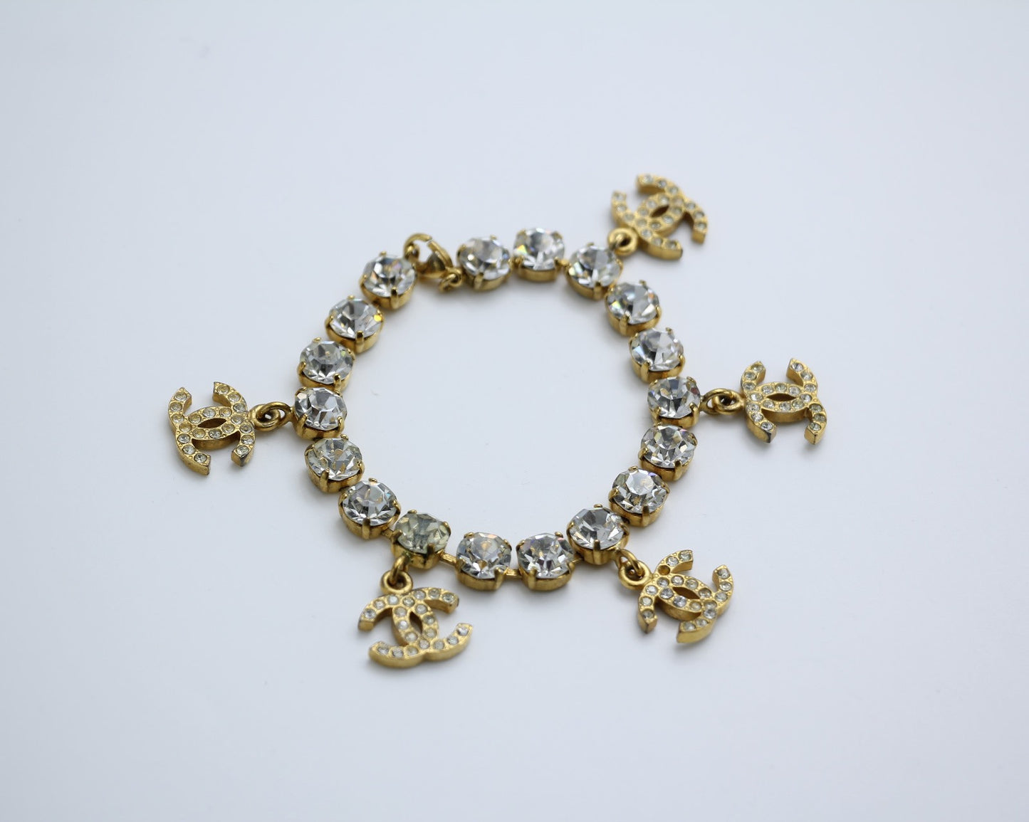 Chanel Vintage 96P Rhinestone Five Cc Bracelet