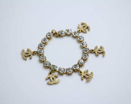 Chanel Vintage 96P Rhinestone Five Cc Bracelet