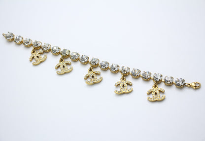 Chanel Vintage 96P Rhinestone Five Cc Bracelet