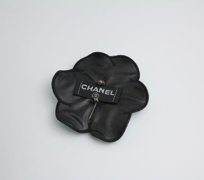 Chanel Vintage 95 Light Blue Embroidered Camellia Brooch