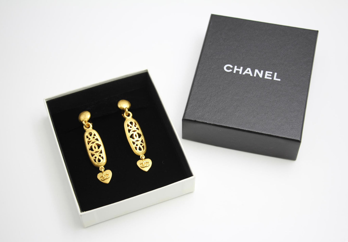 Chanel Vintage 95P Gold-Plated Long Love Earrings