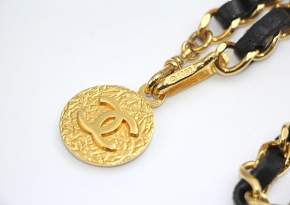 Chanel Vintage 82 Gold Plated Leather Gold Coin Chain Waist Chain