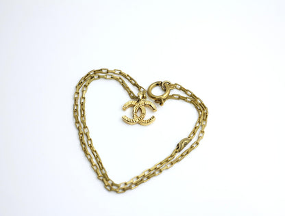 Chanel Vintage 71 80 Years Gold Plated Straight Stripe Chain Necklace