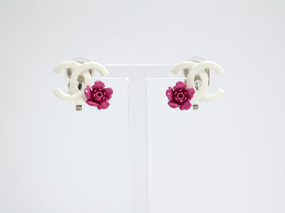 Chanel Vintage 04P Resin Pink Flower Earrings