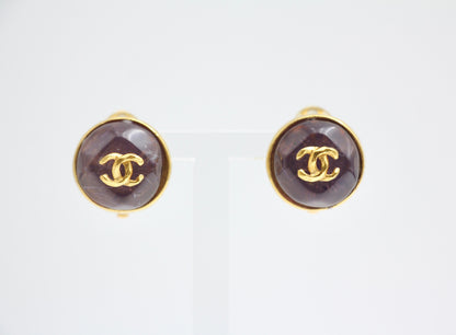 CHANEL Chanel Vintage 99P Resin Glazed Purple Clip-On Earrings - Onesize Fashion Jewellery - Secondhand luxury from Wararni