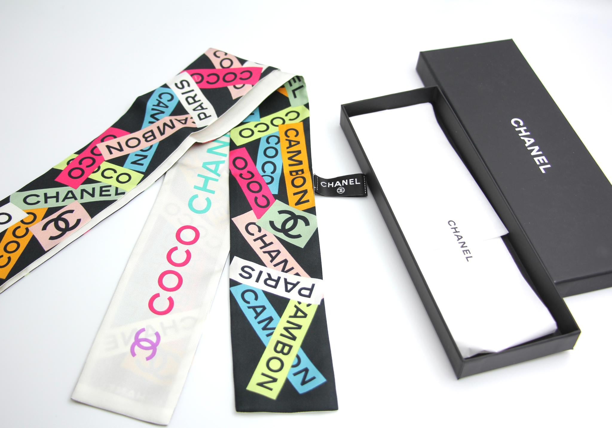 Chanel 100 Silk Multicolour Coco Mark Scarf – Wararni.com