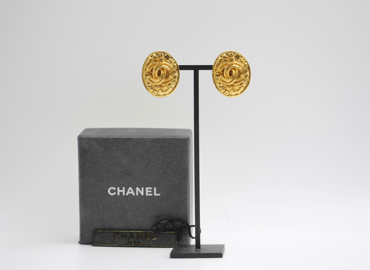 Chanel Vintage 95A Gold Plated Egg Shaped Earrings