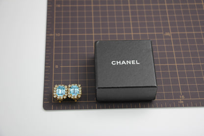 Chanel Vintage 95P Light Blue Rhinestone Barbie Earrings