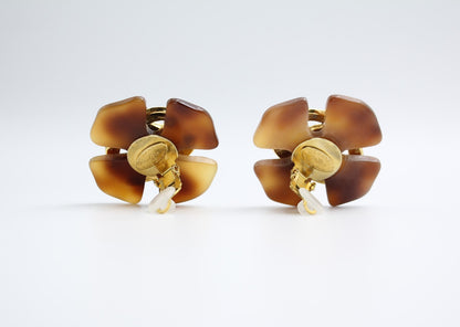 Chanel Vintage 94P Tortoise Brown Large Cc Earrings