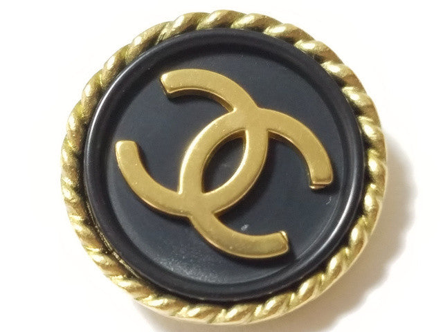 Chanel 1994 Black Gold-Plated Resin Ear Clips