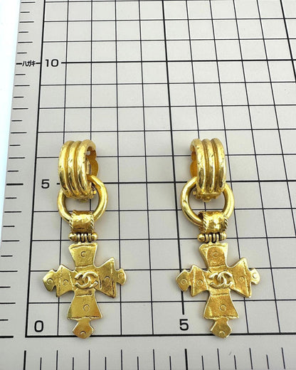 1994 Chanel Cross Vintage Clip On Earrings