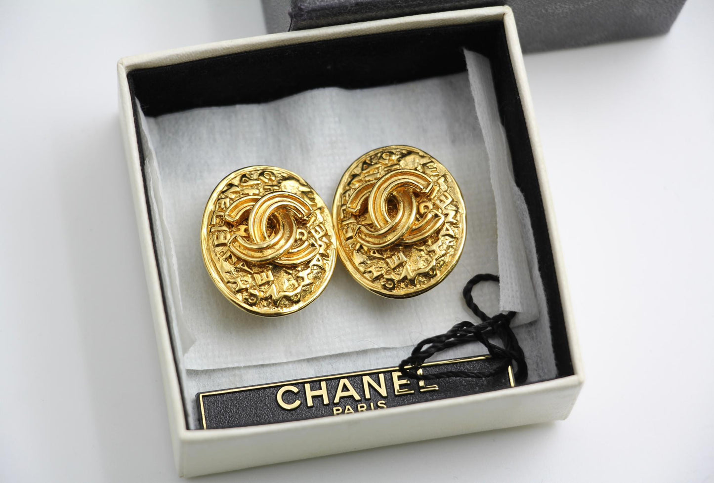 Chanel Vintage 95A Gold Plated Egg Shaped Earrings