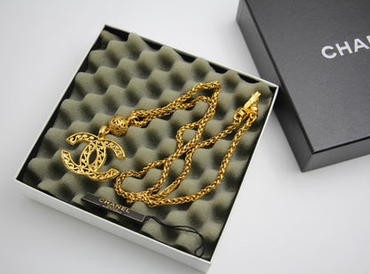 Chanel Vintage 95A Wavy Hollow Ball Pendant Necklace