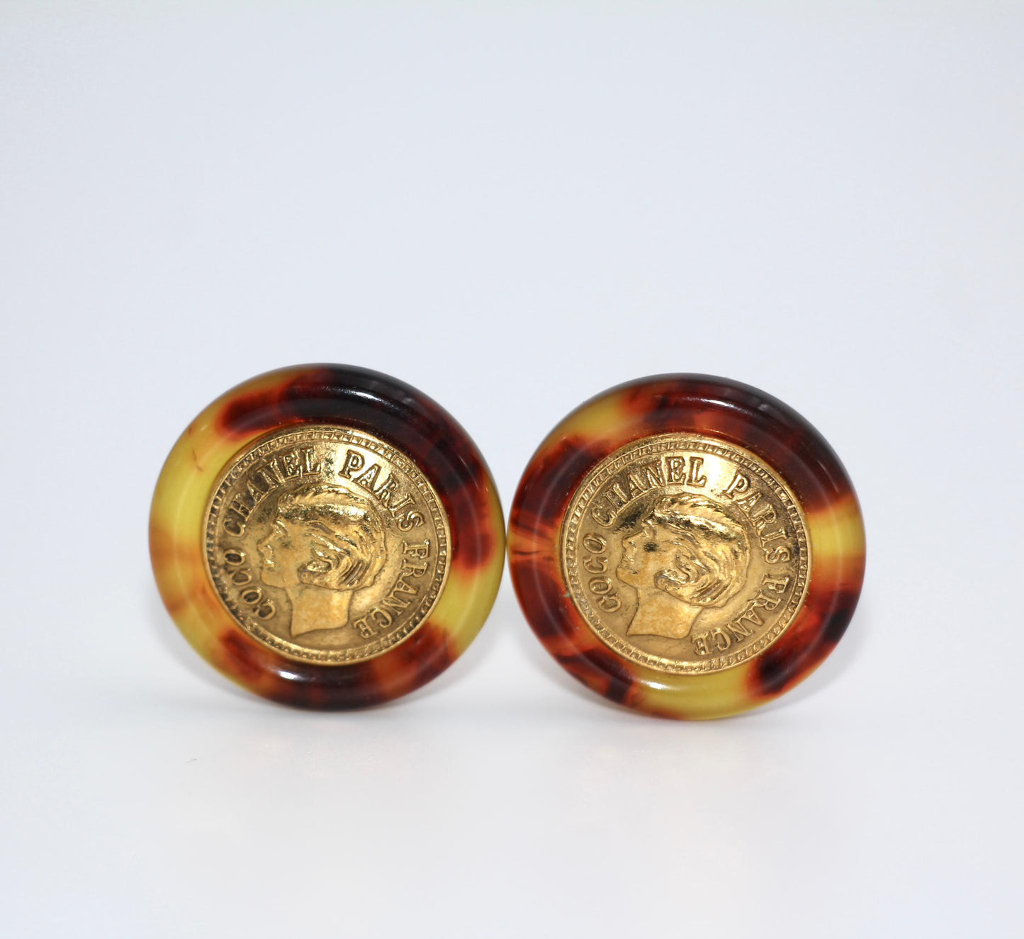 Chanel Vintage 97A Tortoise Shell Ms Coco Earrings