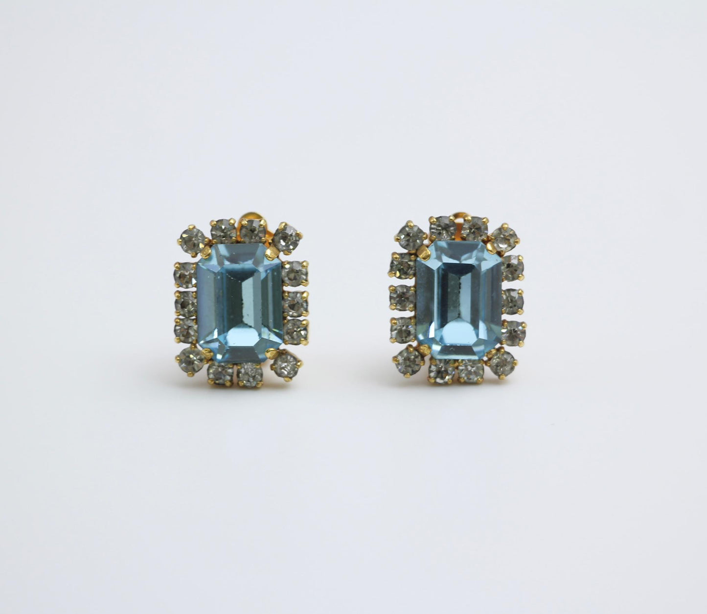 Chanel Vintage 95P Light Blue Rhinestone Barbie Earrings