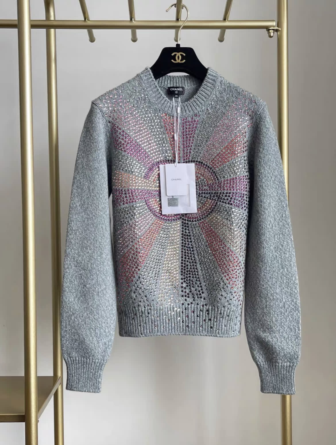 CHANEL Chanel 2022 AW grey color diamond sweater fr34 - 34 Top - Secondhand luxury from Wararni