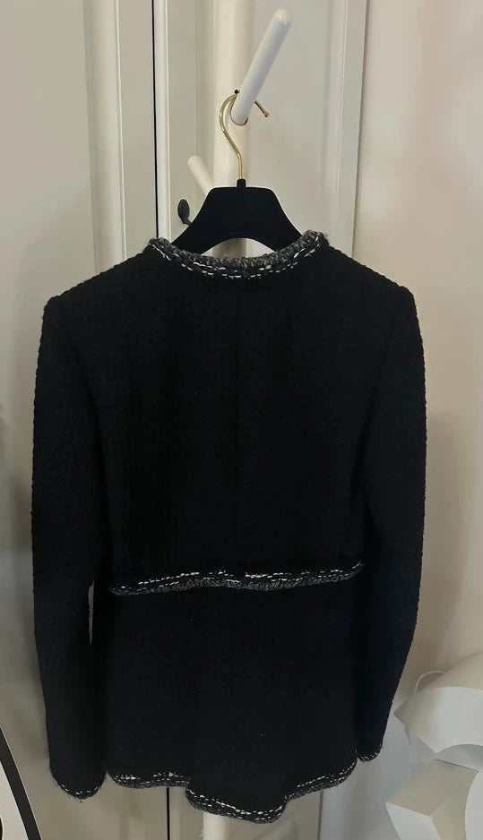 Chanel 17A black tweed jacket 40FR